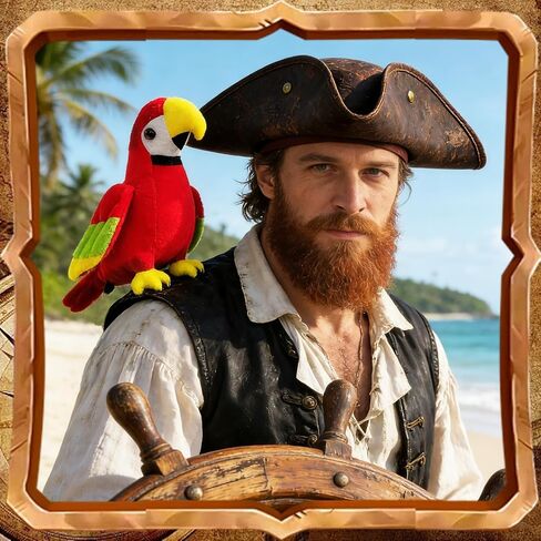 Simple polymer 2 Pcs Pirate Costume Accessories Pirate Hat Shoulder Parrot for Adult Halloween Costume Party Dress UP in Saudi Arabia