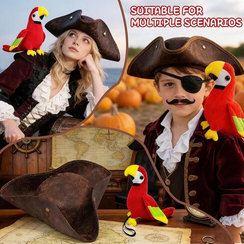 Simple polymer 2 Pcs Pirate Costume Accessories Pirate Hat Shoulder Parrot for Adult Halloween Costume Party Dress UP in Saudi Arabia