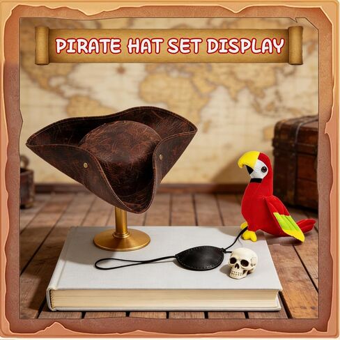 Simple polymer 2 Pcs Pirate Costume Accessories Pirate Hat Shoulder Parrot for Adult Halloween Costume Party Dress UP in Saudi Arabia