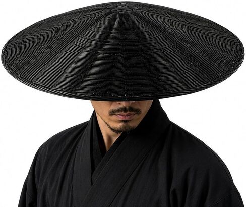 Samurai Ninja Hat Cosplay Handwoven Bamboo Conical Hat Wide Brim Japanese Asian Costume Sun Hat Outdoor in Saudi Arabia