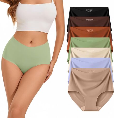 Women's Underwear Seamless High Waist No Show 7 Pack Panties Full Coverage Briefs Silky Stretch in Saudi Arabia
