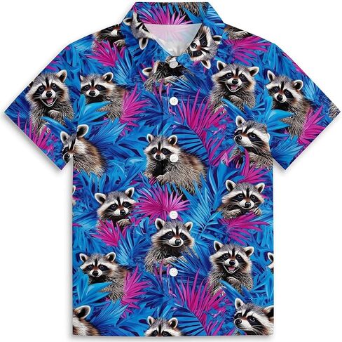 Amasnay Duck Boys Hawaiian Shirts Novelty Printed Funky Short Sleeve Button Down Shirt Kids Aloha Beach Shirt for 3-14 Years in Saudi Arabia