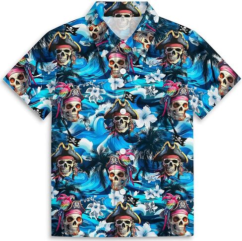 Amasnay Duck Boys Hawaiian Shirts Novelty Printed Funky Short Sleeve Button Down Shirt Kids Aloha Beach Shirt for 3-14 Years in Saudi Arabia