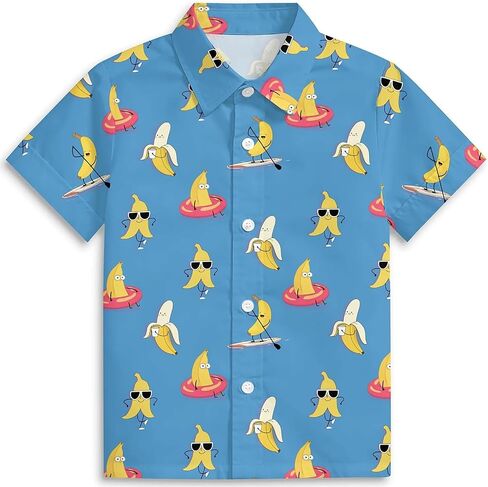 Amasnay Duck Boys Hawaiian Shirts Novelty Printed Funky Short Sleeve Button Down Shirt Kids Aloha Beach Shirt for 3-14 Years in Saudi Arabia