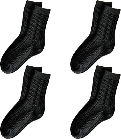 4 pairs socks Women's Cable Knit Crew Socks – Soft Cotton Blend, organic cotton socks women Cream Coquette Socks in Saudi Arabia