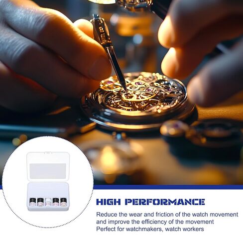MTLEE 5 Pcs Watch Oil Synthetic Lubricating Oil Kit Smooth Watch Repair Tool Accessories for Movement Maintaining Watchmaker Workers Grandfather Clock in Kuwait