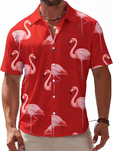 Hawaiian Shirts for Men | Printed Men's Casual Short Sleeve Button-Down Shirts, Patriotic Style in Kuwait