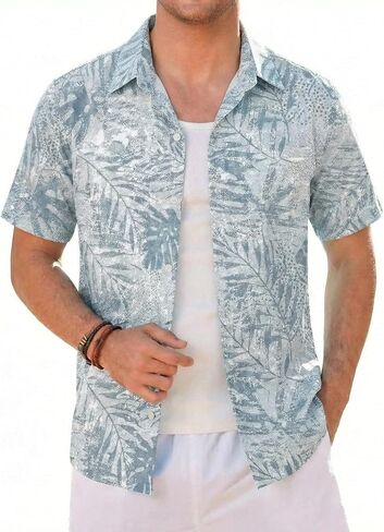 Hawaiian Shirts for Men | Printed Men's Casual Short Sleeve Button-Down Shirts, Patriotic Style in Kuwait