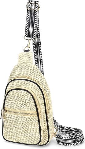 Summer Crossbody Sling Bag for Women, Straw Woven Small Shoulder Purse with Adjustable Strap in Saudi Arabia