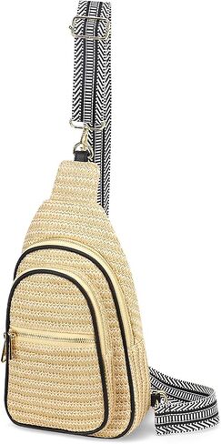 Summer Crossbody Sling Bag for Women, Straw Woven Small Shoulder Purse with Adjustable Strap in Saudi Arabia