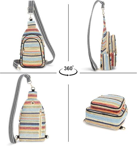 Summer Crossbody Sling Bag for Women, Straw Woven Small Shoulder Purse with Adjustable Strap in Saudi Arabia