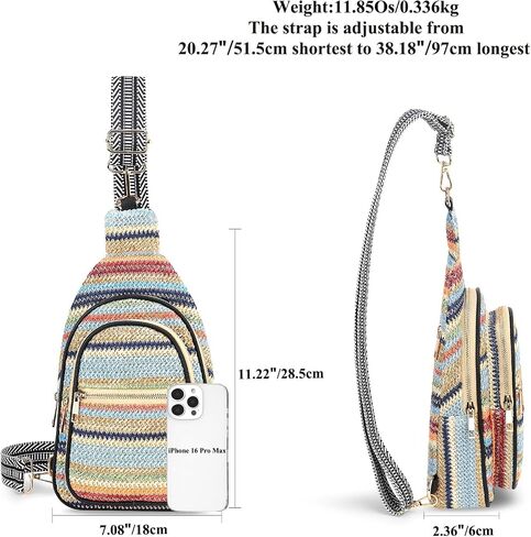 Summer Crossbody Sling Bag for Women, Straw Woven Small Shoulder Purse with Adjustable Strap in Saudi Arabia