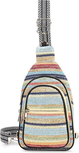 Summer Crossbody Sling Bag for Women, Straw Woven Small Shoulder Purse with Adjustable Strap in Saudi Arabia