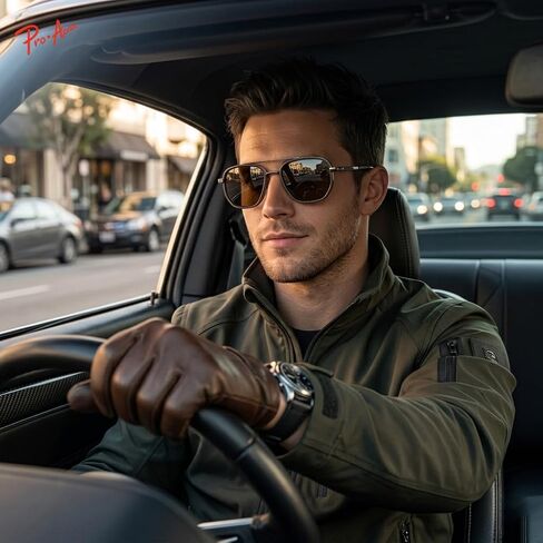 Pro Acme Polarized Aviator Sunglasses for Men & Women, Retro Square Metal Frame UV400 Shades for Driving Travel in Kuwait