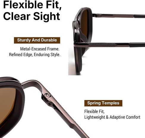 Pro Acme Polarized Aviator Sunglasses for Men & Women, Retro Square Metal Frame UV400 Shades for Driving Travel in Kuwait