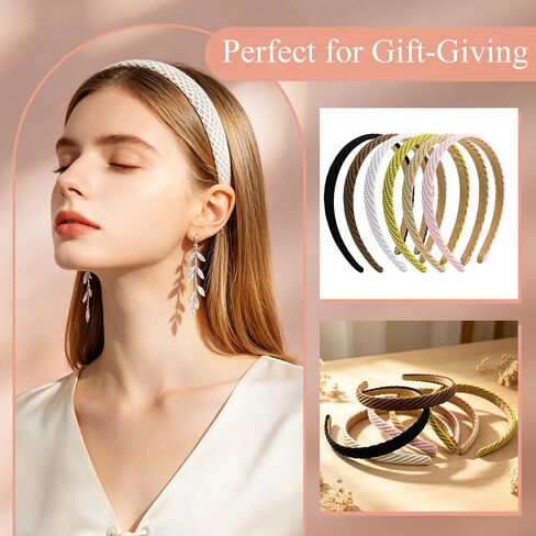 GAQWOK Fashion Non Slip Headbands for Women, 6 PCS Thin Knitted Hairbands Soft Cotton Fabric Headbands in Solid Colors, Cute Hair Accessories for Girls and Women in Kuwait