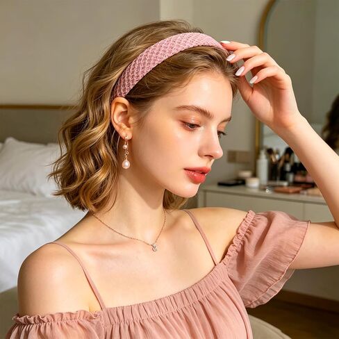 GAQWOK Fashion Non Slip Headbands for Women, 6 PCS Thin Knitted Hairbands Soft Cotton Fabric Headbands in Solid Colors, Cute Hair Accessories for Girls and Women in Kuwait