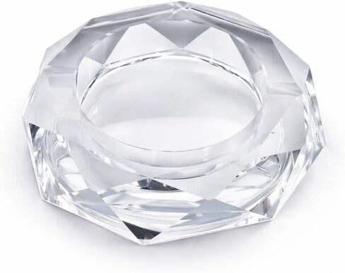Crystal Glass Ashtray, Heavyweight Octagonal Ashtray for Cigars & Cigarettes, Decorative Modern Ash Tray for Home, Office, Bar, Tabletop Décor (Amber Gold) in Kuwait
