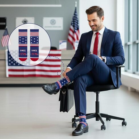 Funny Novelty American Flag Socks for Men Patriotic Merch Gifts for 250th Anniversary 4th of July Independence Day in Saudi Arabia