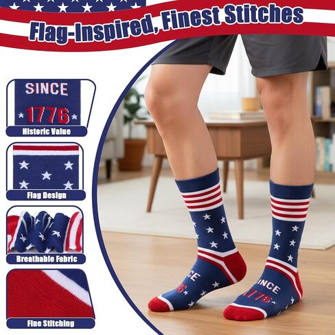 Funny Novelty American Flag Socks for Men Patriotic Merch Gifts for 250th Anniversary 4th of July Independence Day in Saudi Arabia