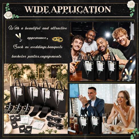 Glitopper 49 Pcs Groomsmen Gifts Set of 8, Groomsmen Proposal Box with Ace of Spades Poker Bottle Opener Tuxedo Gift Bags Socks Sunglasses Ties Greeting Cards Twine for Wedding Men Presents Favors in Kuwait