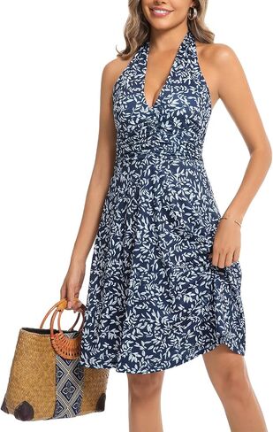 Summer Dresses for Women 2026 Sexy Sleeveless Halter Neck Ruffle Sundress Spring Beach Vacation Clothes in Kuwait