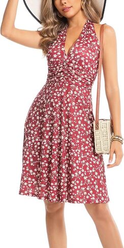 Summer Dresses for Women 2026 Sexy Sleeveless Halter Neck Ruffle Sundress Spring Beach Vacation Clothes in Kuwait