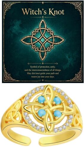 Celtic Knot Ring for Women,Witches Knot Protect Rings Silver Vintage Thumb Rings Adjustable Open Hollow Ring Statement Trendy Jewelry Gifts in Saudi Arabia