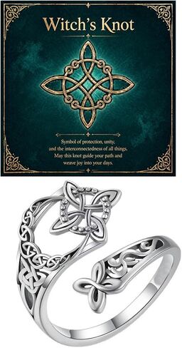 Celtic Knot Ring for Women,Witches Knot Protect Rings Silver Vintage Thumb Rings Adjustable Open Hollow Ring Statement Trendy Jewelry Gifts in Saudi Arabia
