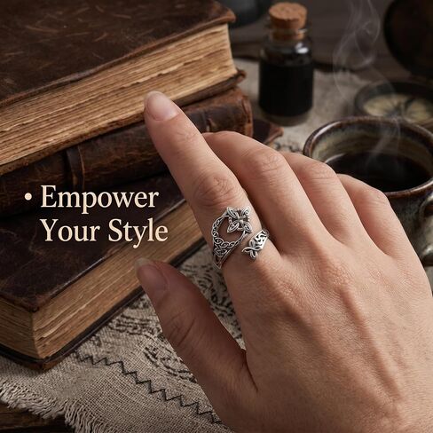 Celtic Knot Ring for Women,Witches Knot Protect Rings Silver Vintage Thumb Rings Adjustable Open Hollow Ring Statement Trendy Jewelry Gifts in Saudi Arabia