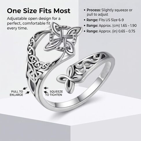 Celtic Knot Ring for Women,Witches Knot Protect Rings Silver Vintage Thumb Rings Adjustable Open Hollow Ring Statement Trendy Jewelry Gifts in Saudi Arabia
