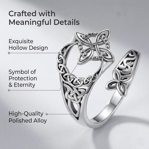 Celtic Knot Ring for Women,Witches Knot Protect Rings Silver Vintage Thumb Rings Adjustable Open Hollow Ring Statement Trendy Jewelry Gifts in Saudi Arabia