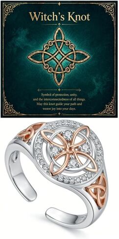 Celtic Knot Ring for Women,Witches Knot Protect Rings Silver Vintage Thumb Rings Adjustable Open Hollow Ring Statement Trendy Jewelry Gifts in Saudi Arabia