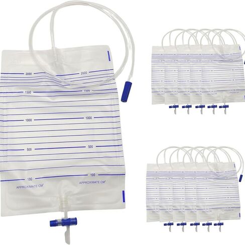 Disposable Urine Drainage Bags 2000ml with 90cm Kink Resistant Tubing and Cross Anti Reflux Valve for Incontinence Bedbound Seniors Post Surgery Care, 10 Pack in Saudi Arabia
