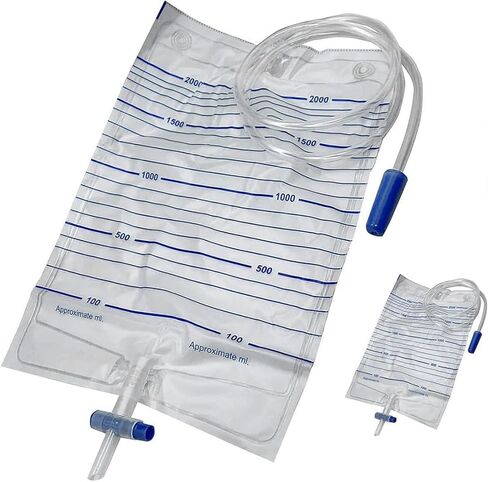 Disposable Urine Drainage Bags 2000ml with 90cm Kink Resistant Tubing and Cross Anti Reflux Valve for Incontinence Bedbound Seniors Post Surgery Care, 10 Pack in Saudi Arabia