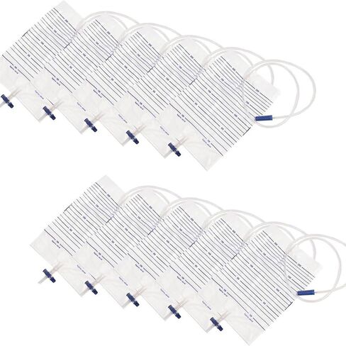 Disposable Urine Drainage Bags 2000ml with 90cm Kink Resistant Tubing and Cross Anti Reflux Valve for Incontinence Bedbound Seniors Post Surgery Care, 10 Pack in Saudi Arabia