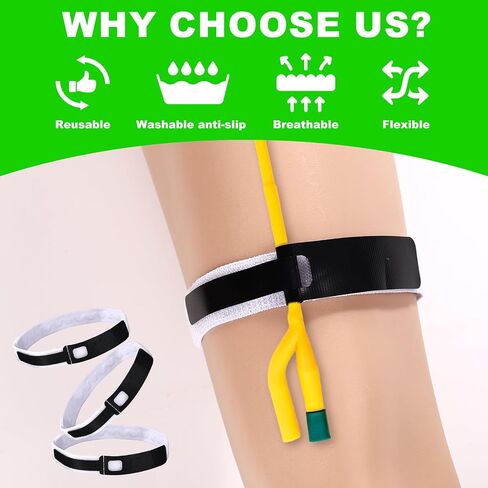 3pcs Foley Catheter Leg Straps, 21.1x1in/53.6x2.6cm Reusable Nylon Urinary Medical Bag Holder Fixation Anti-Slip Stabilization Device for Secure Tube Accessories Supplies Comfortable to Wear in Kuwait