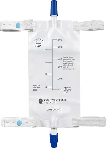 Greystone Urinary Leg Bag 600ml - Urine Collection Bag for Catheter with Adjustable Straps, Twist Drain Valve, Low Profile Urinary Drainage Bag for Men and Women Catheter Supplie in Kuwait