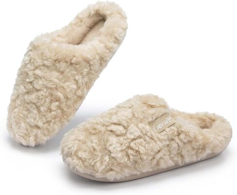 GOEWY Women’s Fuzzy Plush Slippers with Curly Faux Fur, Cozy Memory Foam Soft House Shoes, Lightweight Slip-on Indoor Outdoor Slippers for Women Mom – Great Gift for Her in Saudi Arabia