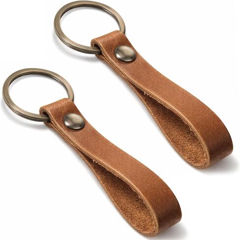 2 PCS Leather Keychain for Man Belt Key Chain Ring, Key Chains Men Car Keys Chain Holder Small Mens Keychain Gifts in Saudi Arabia