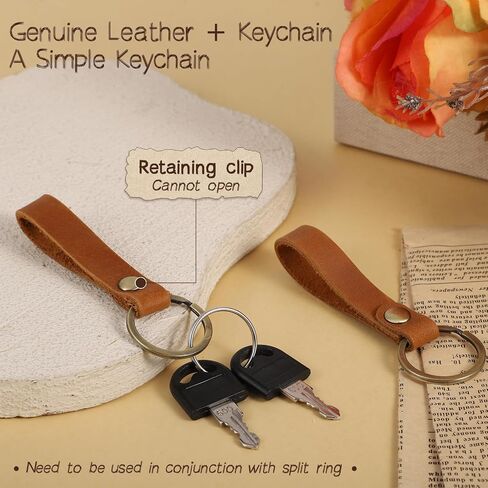 2 PCS Leather Keychain for Man Belt Key Chain Ring, Key Chains Men Car Keys Chain Holder Small Mens Keychain Gifts in Saudi Arabia