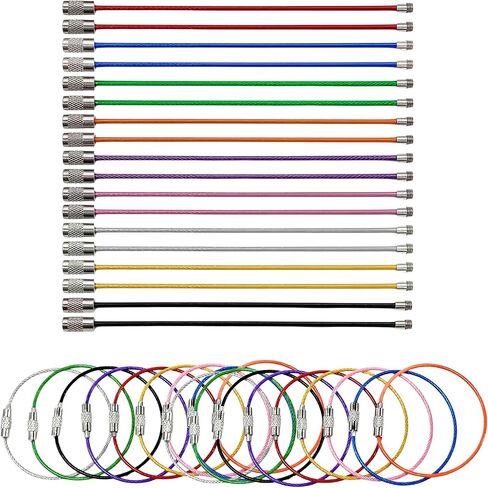 18 Pcs Wire Keychain Cable 6-Inch Steel Wire Key Ring 9-Color Key Chain Cable Ideal for Making DIY Tag Pendants and Matching With Various Decorative Accessories in Saudi Arabia