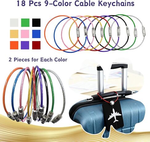 18 Pcs Wire Keychain Cable 6-Inch Steel Wire Key Ring 9-Color Key Chain Cable Ideal for Making DIY Tag Pendants and Matching With Various Decorative Accessories in Saudi Arabia