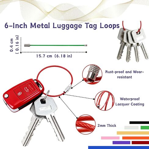 18 Pcs Wire Keychain Cable 6-Inch Steel Wire Key Ring 9-Color Key Chain Cable Ideal for Making DIY Tag Pendants and Matching With Various Decorative Accessories in Saudi Arabia