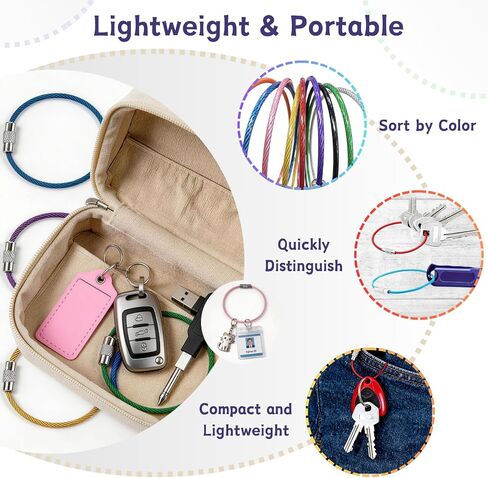 18 Pcs Wire Keychain Cable 6-Inch Steel Wire Key Ring 9-Color Key Chain Cable Ideal for Making DIY Tag Pendants and Matching With Various Decorative Accessories in Saudi Arabia