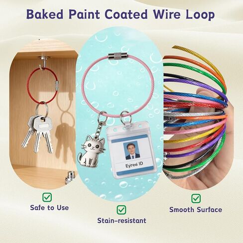 18 Pcs Wire Keychain Cable 6-Inch Steel Wire Key Ring 9-Color Key Chain Cable Ideal for Making DIY Tag Pendants and Matching With Various Decorative Accessories in Saudi Arabia