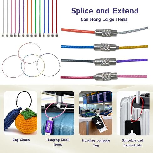 18 Pcs Wire Keychain Cable 6-Inch Steel Wire Key Ring 9-Color Key Chain Cable Ideal for Making DIY Tag Pendants and Matching With Various Decorative Accessories in Saudi Arabia