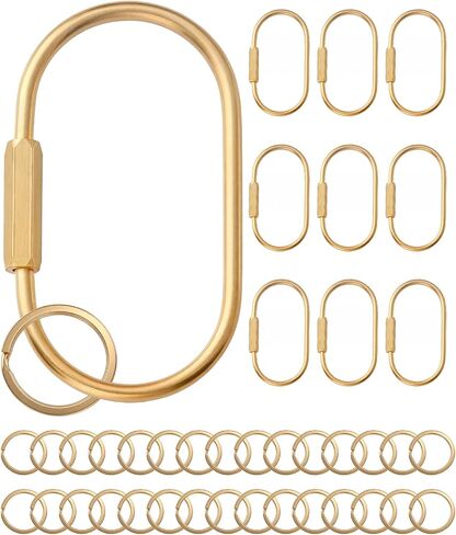 40 Pack Gold Key Rings Carabiner Set, Brass Locking Bag Charm Keychain Clip in Saudi Arabia