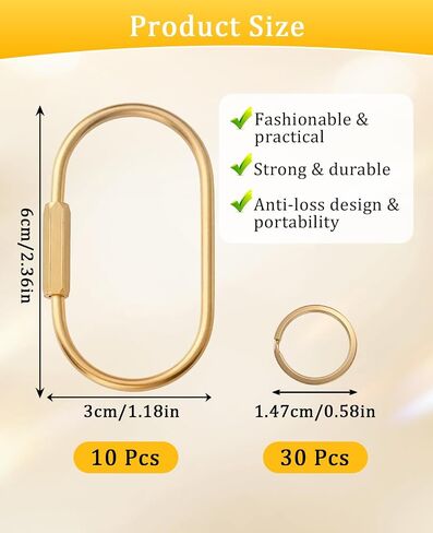 40 Pack Gold Key Rings Carabiner Set, Brass Locking Bag Charm Keychain Clip in Saudi Arabia