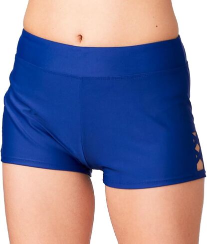 Free Country Women’s Biker Swim Shorts UPF 50+ Tummy Control Swimwear Beach Pool Athletic Shorts Quick Dry Stretch-Laser in Kuwait